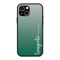 Customize Name Gradient Glass Case Cover Green For iPhone 13