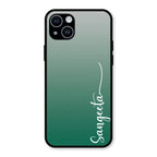 Customize Name Gradient Glass Case Cover Green For iPhone 14 Plus