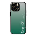 Customize Name Gradient Glass Case Cover Green For iPhone 14 Pro Max