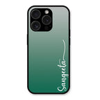 Customize Name Gradient Glass Case Cover Green For iPhone 15 Pro Max