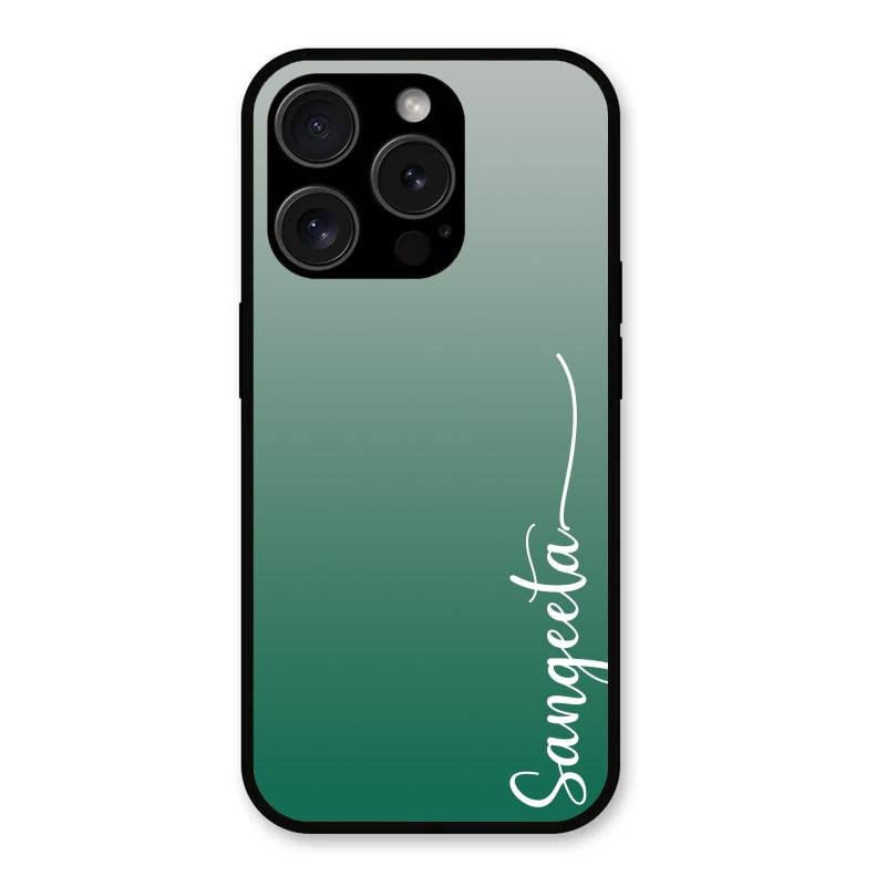 Customize Name Gradient Glass Case Cover Green For iPhone 15 Pro Max