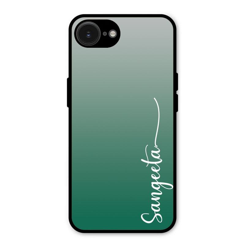Customize Name Gradient Glass Case Cover Green For iPhone 16e