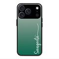 Customize Name Gradient Glass Case Cover Green For iPhone 17 Pro