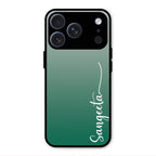 Customize Name Gradient Glass Case Cover Green For iPhone 17 Pro