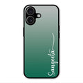 Customize Name Gradient Glass Case Cover Green For iPhone 17