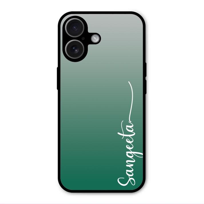 Customize Name Gradient Glass Case Cover Green For iPhone 17
