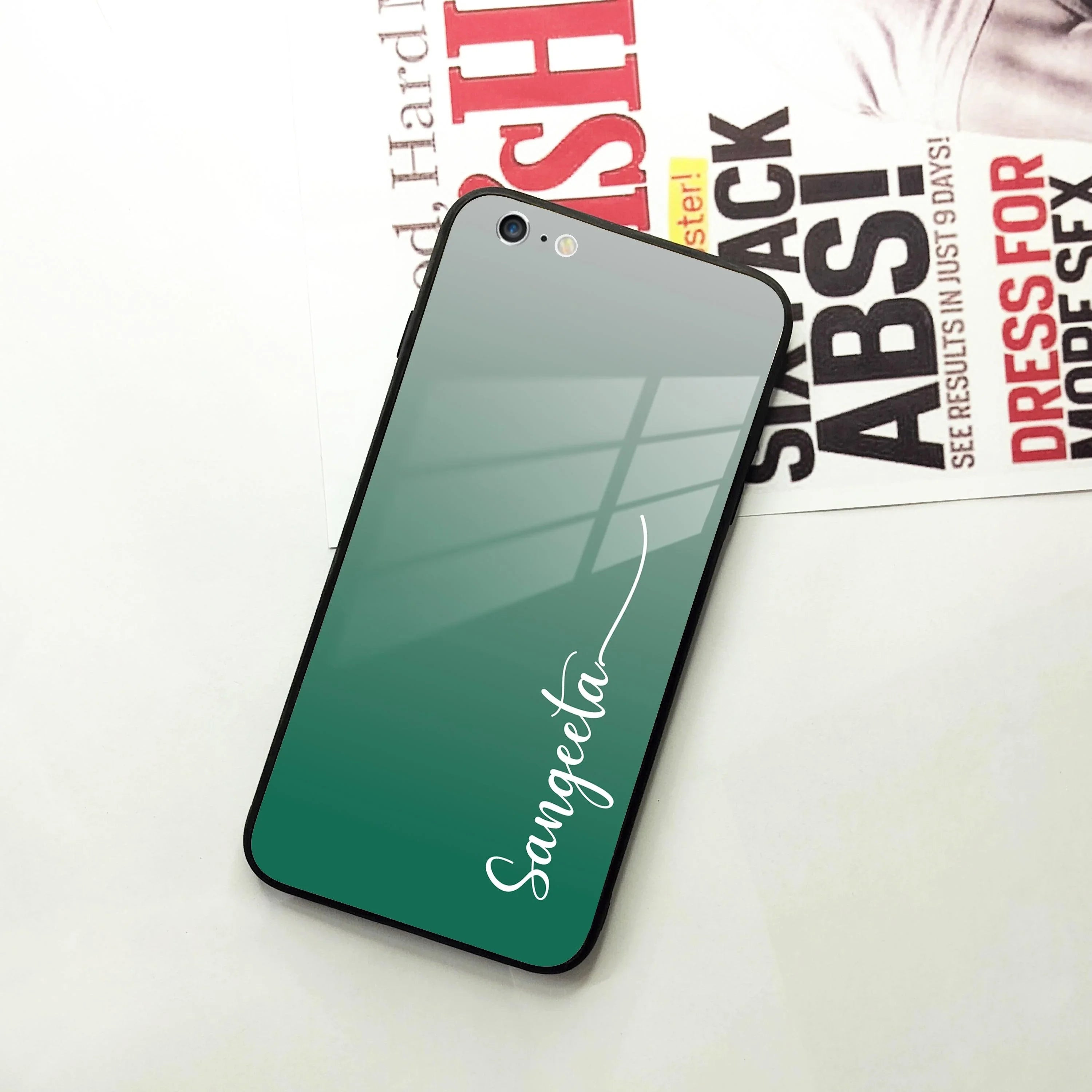 Customize Name Gradient Glass Case Cover Green For iPhone - ShopOnCliQ