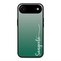 Customize Name Gradient Glass Case Cover Green For iPhone Air