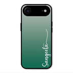 Customize Name Gradient Glass Case Cover Green For iPhone Air