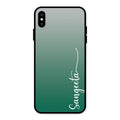 Customize Name Gradient Glass Case Cover Green For iPhone XS Max