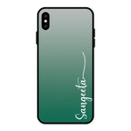 Customize Name Gradient Glass Case Cover Green For iPhone XS Max