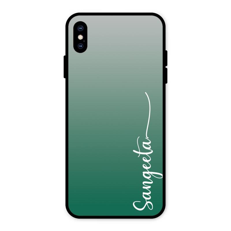 Customize Name Gradient Glass Case Cover Green For iPhone XS Max