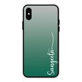 Customize Name Gradient Glass Case Cover Green For iPhone XS