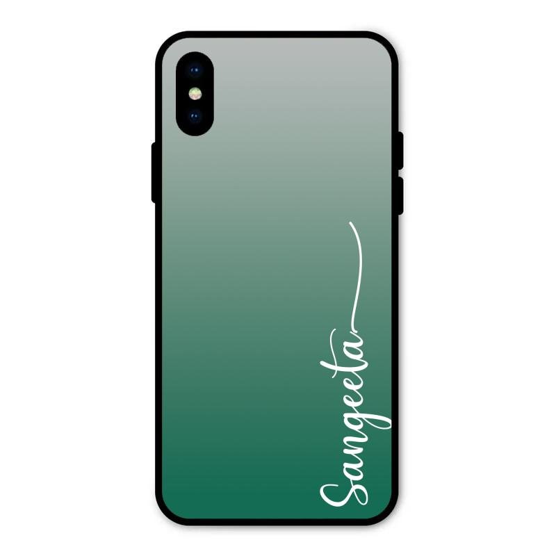 Customize Name Gradient Glass Case Cover Green For iPhone XS
