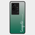 Customize Name Gradient Glass Case Cover Green For Iqoo 11 5G
