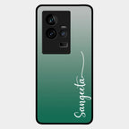 Customize Name Gradient Glass Case Cover Green For Iqoo 11 5G