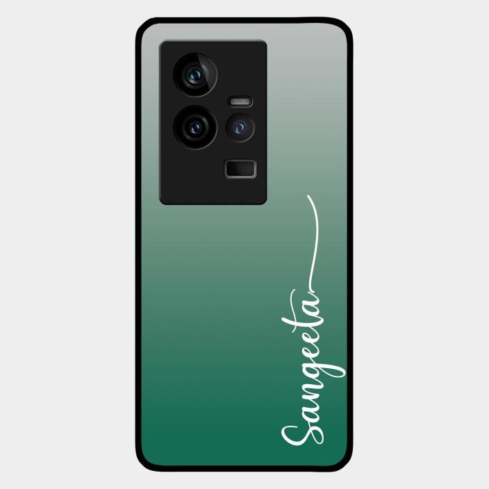 Customize Name Gradient Glass Case Cover Green For Iqoo 11 5G