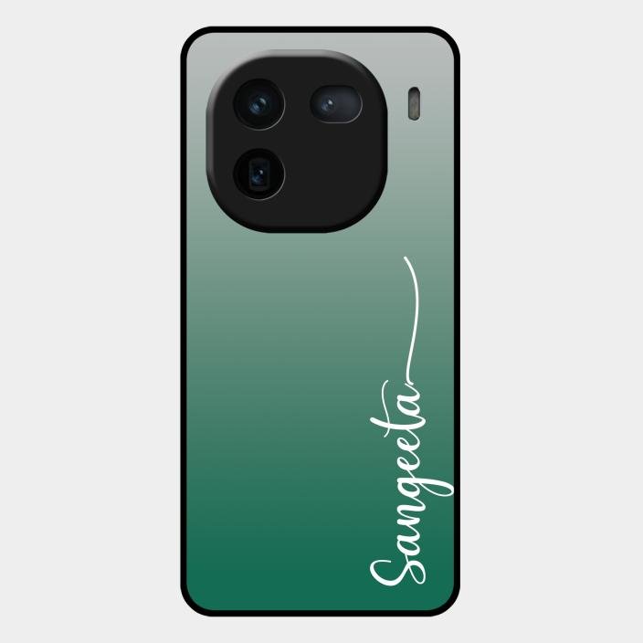 Customize Name Gradient Glass Case Cover Green For Iqoo 12 5G