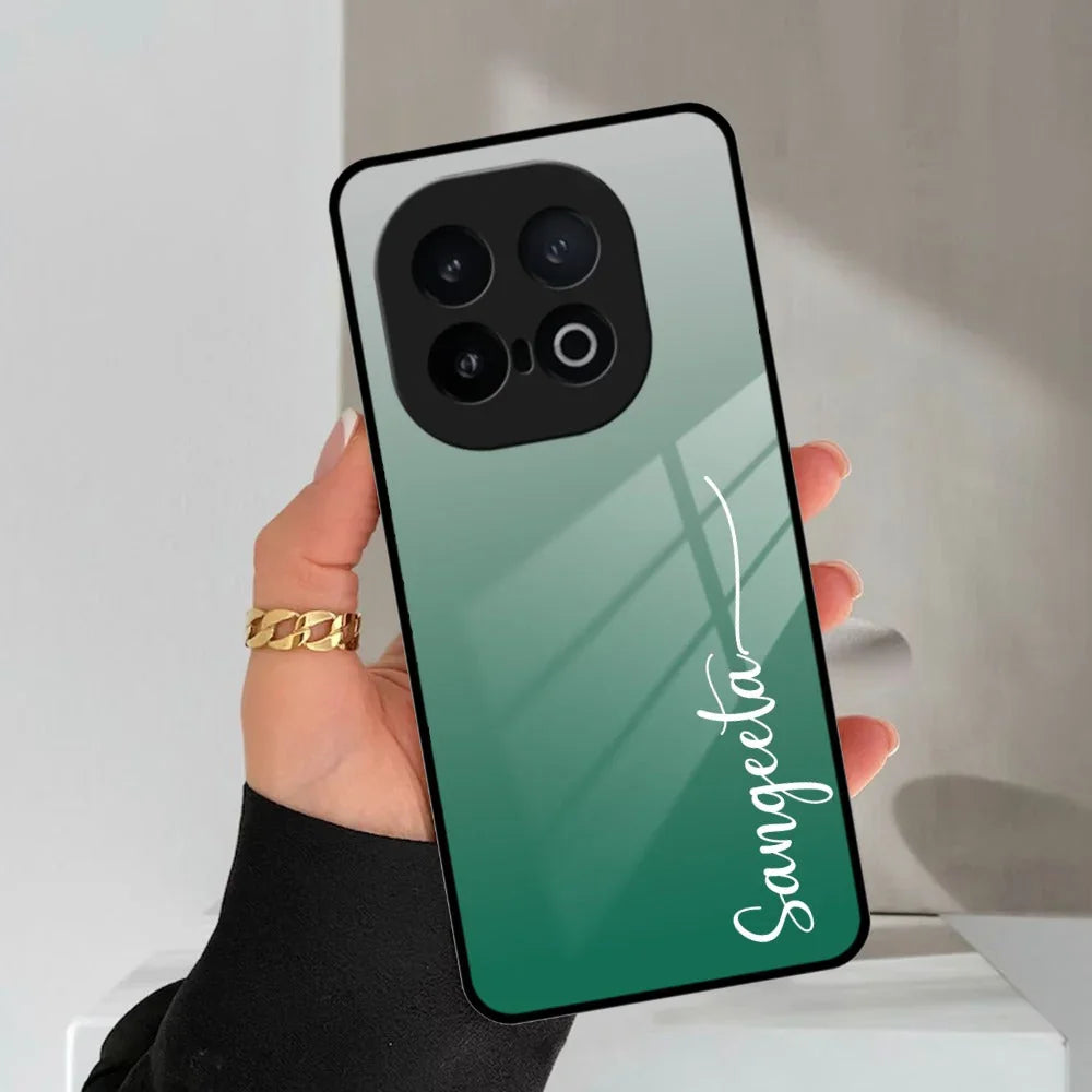 Customize Name Gradient Glass Case Cover Green For iQOO - ShopOnCliQ