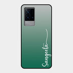 Customize Name Gradient Glass Case Cover Green For Iqoo 9 5G