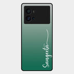 Customize Name Gradient Glass Case Cover Green For Iqoo 9 Pro 5G