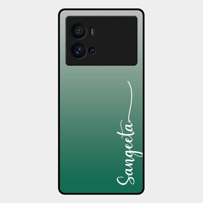 Customize Name Gradient Glass Case Cover Green For Iqoo 9 Pro 5G