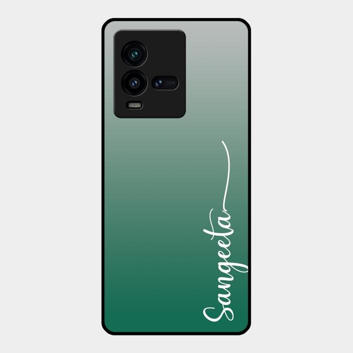 Customize Name Gradient Glass Case Cover Green For Iqoo 9T 5G