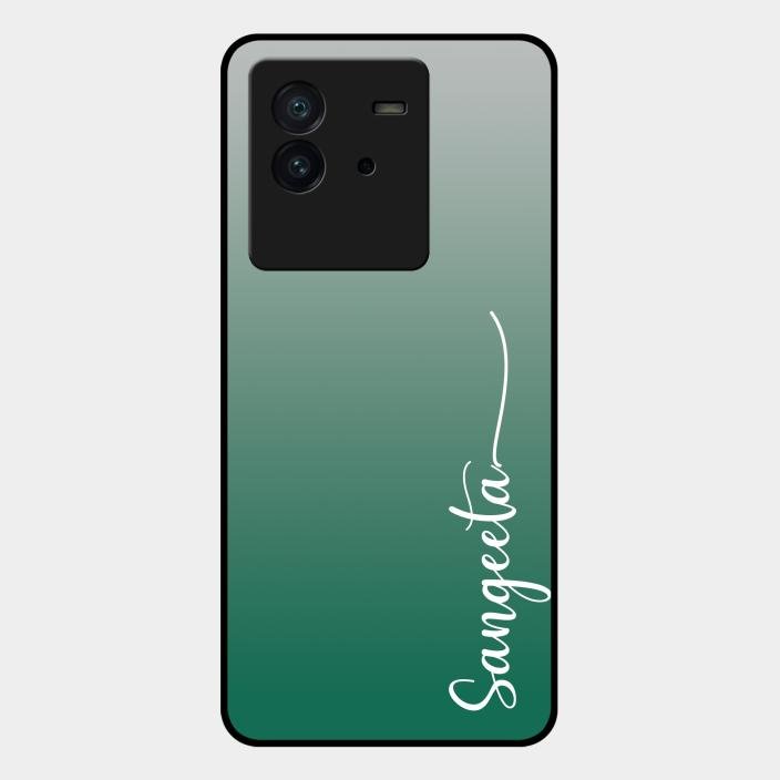 Customize Name Gradient Glass Case Cover Green For Iqoo Neo 6 5G