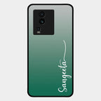 Customize Name Gradient Glass Case Cover Green For Iqoo Neo 7 Pro 5G