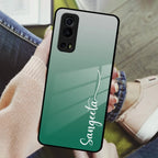 Customize Name Gradient Glass Case Cover Green For iQOO - ShopOnCliQ