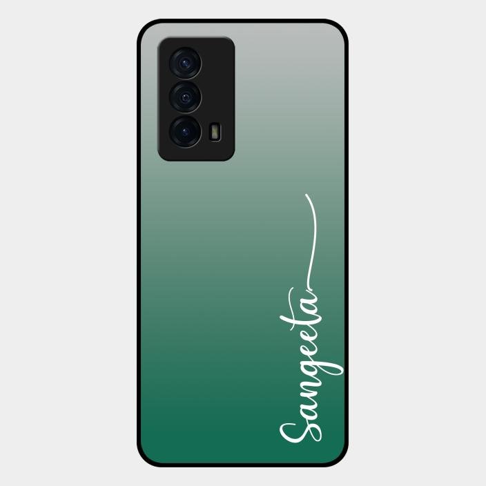 Customize Name Gradient Glass Case Cover Green For Iqoo Z5 5G