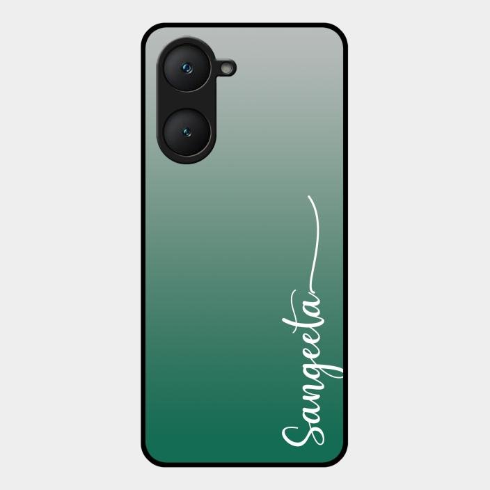 Customize Name Gradient Glass Case Cover Green For Iqoo Z9 Lite 5G