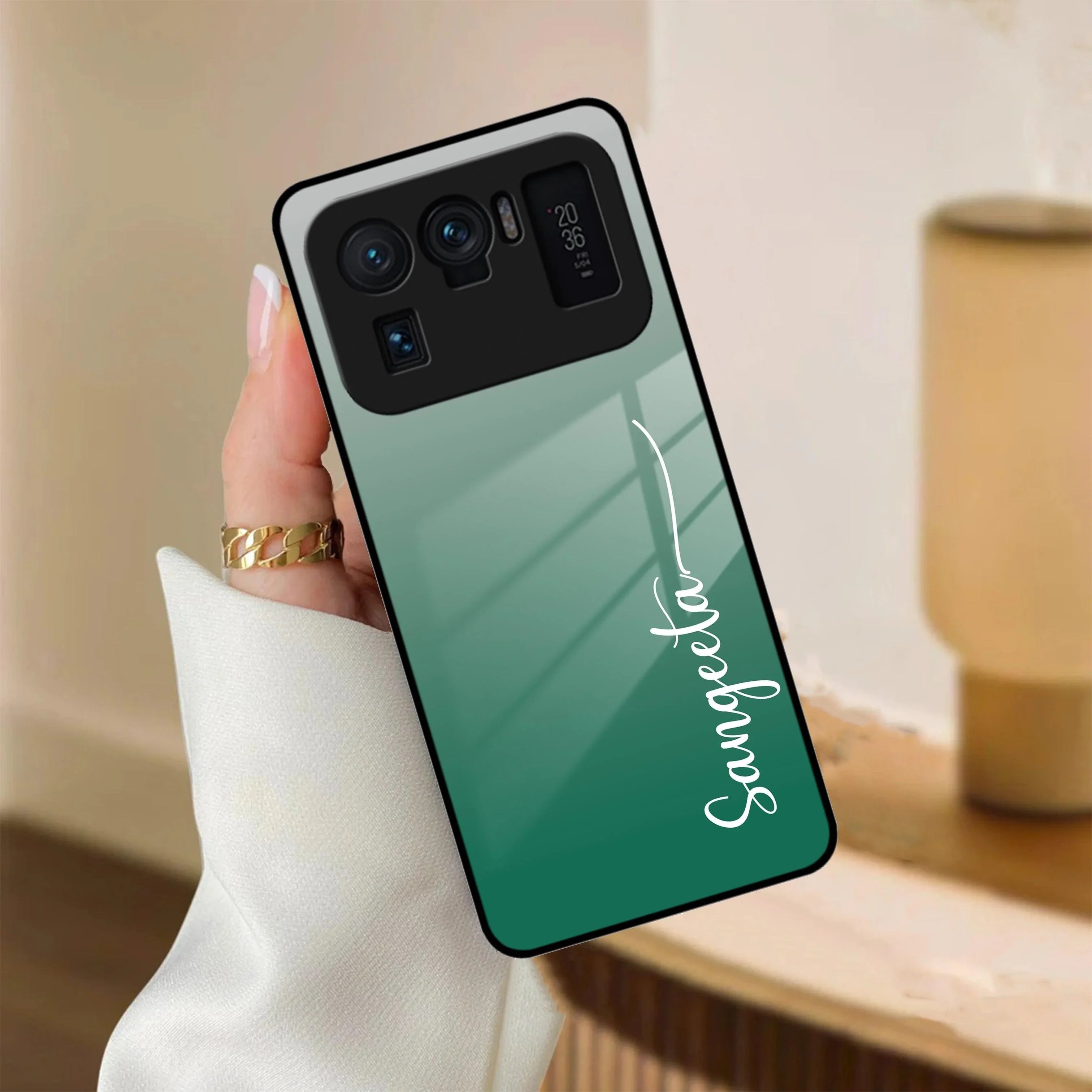 Customize Name Gradient Glass Case Cover Green For Redmi/Xiaomi - ShopOnCliQ