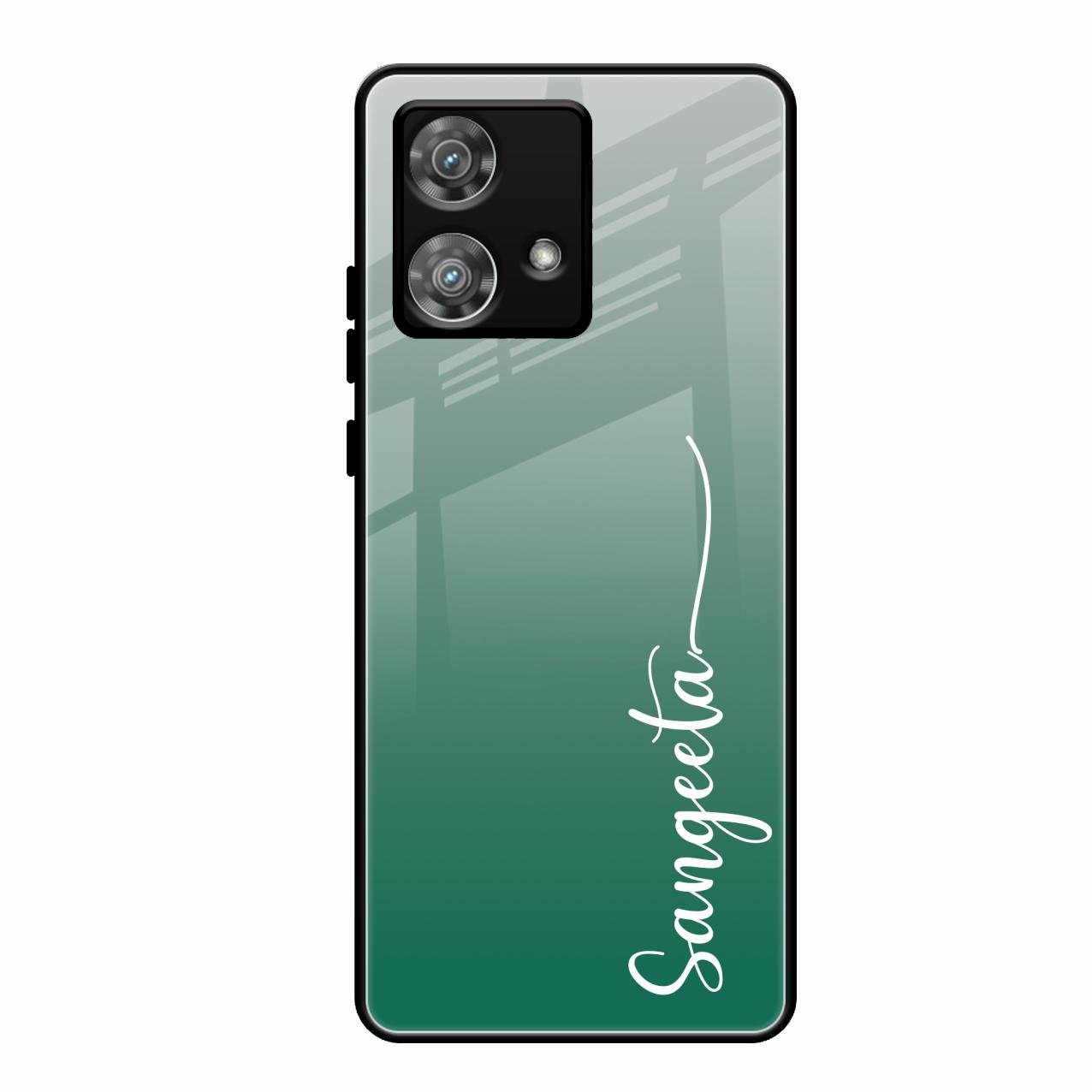 Customize Name Gradient Glass Case Cover Green For Motorola Edge 40 5G