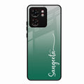 Customize Name Gradient Glass Case Cover Green For Motorola Edge 40