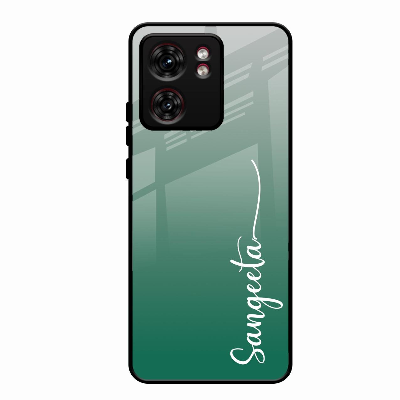 Customize Name Gradient Glass Case Cover Green For Motorola Edge 40
