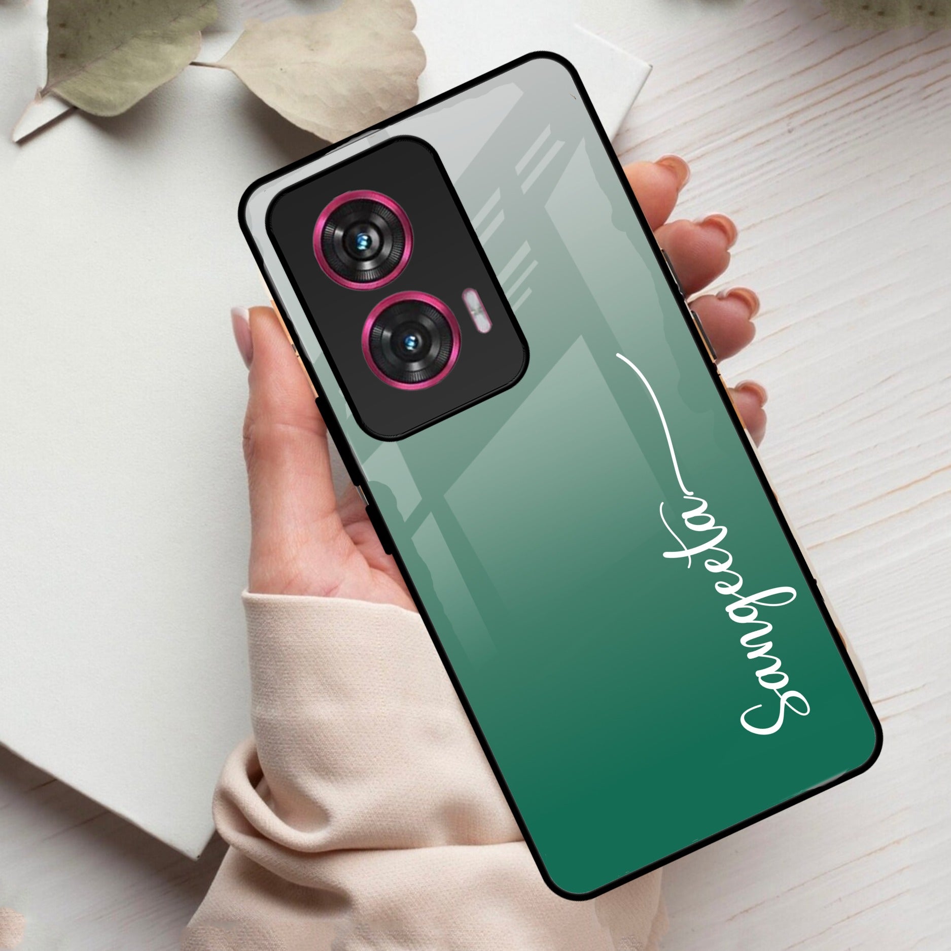 Customize Name Gradient Glass Case Cover Green For iPhone - ShopOnCliQ