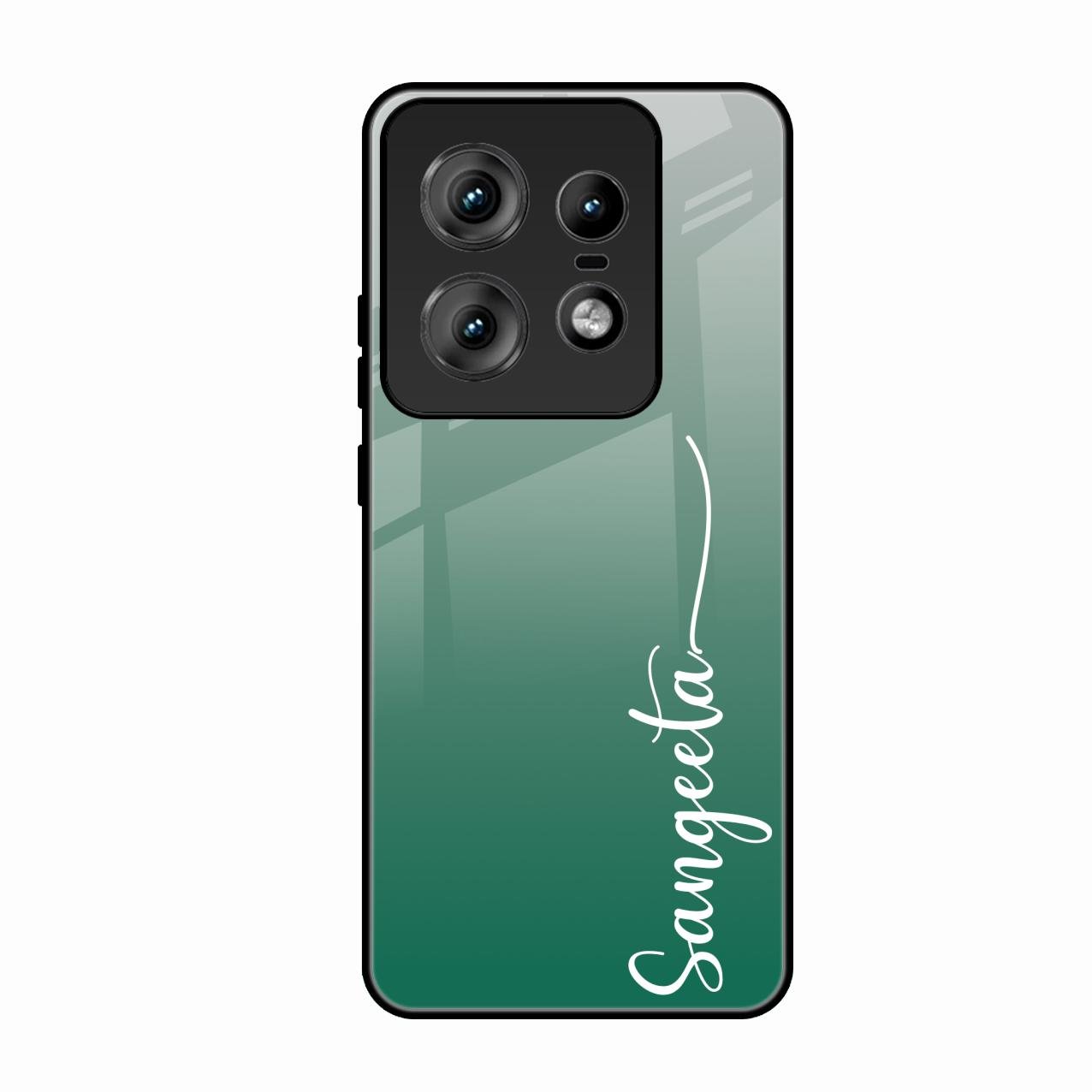 Customize Name Gradient Glass Case Cover Green For Motorola Edge 50 Pro