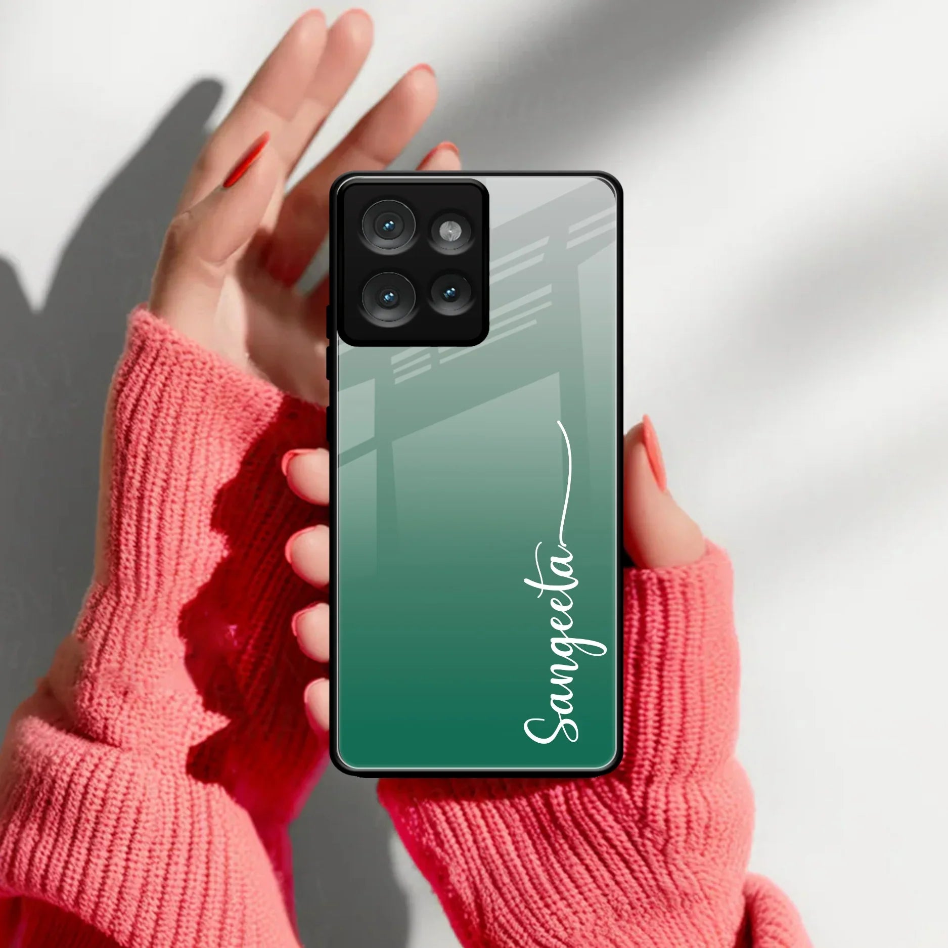 Customize Name Gradient Glass Case Cover Green For Motorola - ShopOnCliQ