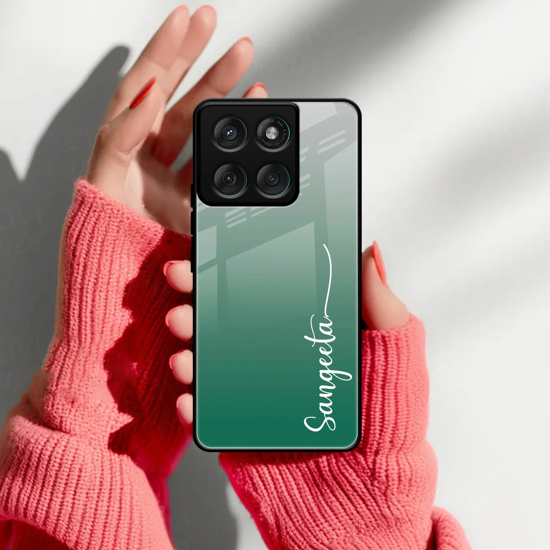 Customize Name Gradient Glass Case Cover Green For Motorola - ShopOnCliQ