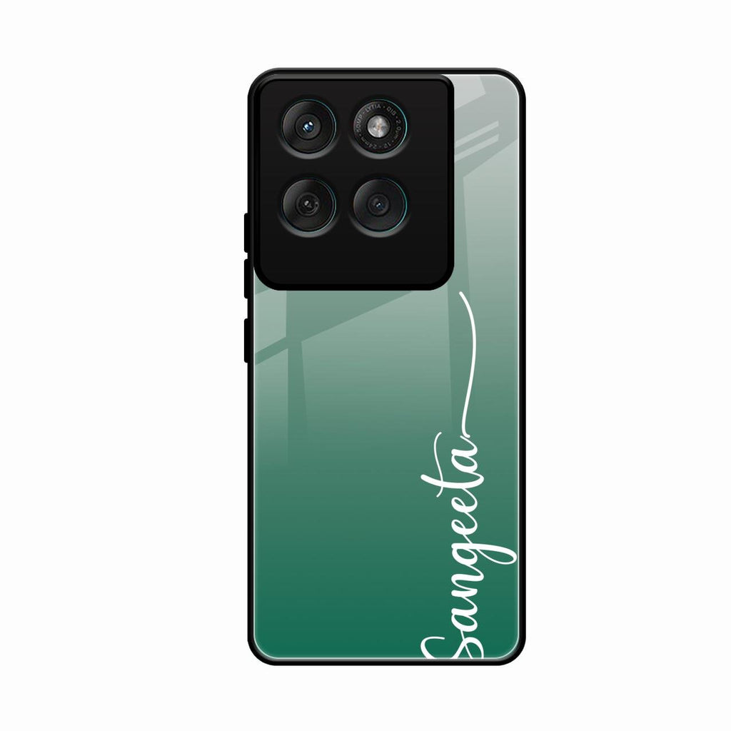 Customize Name Gradient Glass Case Cover Green For Motorola Edge 60 Pro 5G