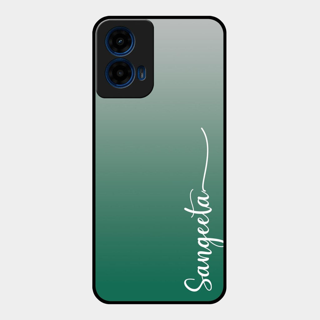 Customize Name Gradient Glass Case Cover Green For Motorola G45 5G