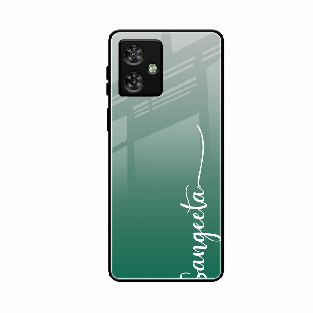 Customize Name Gradient Glass Case Cover Green For Motorola G54 5G