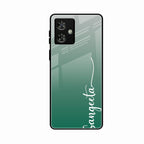 Customize Name Gradient Glass Case Cover Green For Motorola G54 5G