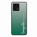 Customize Name Gradient Glass Case Cover Green For Motorola g84 5G