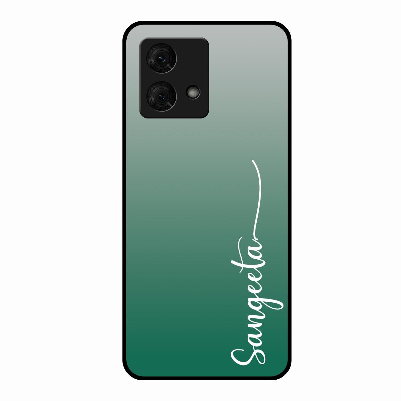 Customize Name Gradient Glass Case Cover Green For Motorola g84 5G