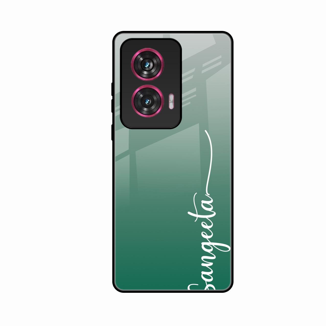Customize Name Gradient Glass Case Cover Green For Motorola G85 5G