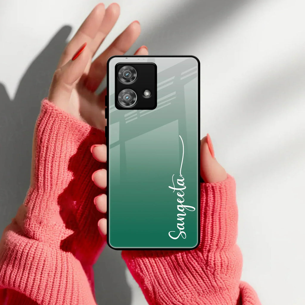 Customize Name Gradient Glass Case Cover Green For Motorola - ShopOnCliQ