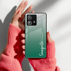 Customize Name Gradient Glass Case Cover Green For Motorola - ShopOnCliQ