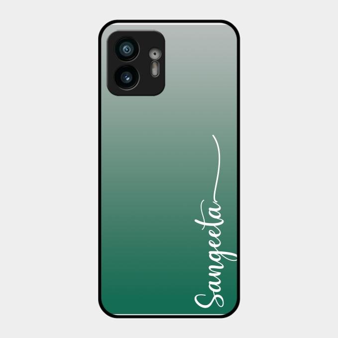 Customize Name Gradient Glass Case Cover Green For Nothing Phone 2